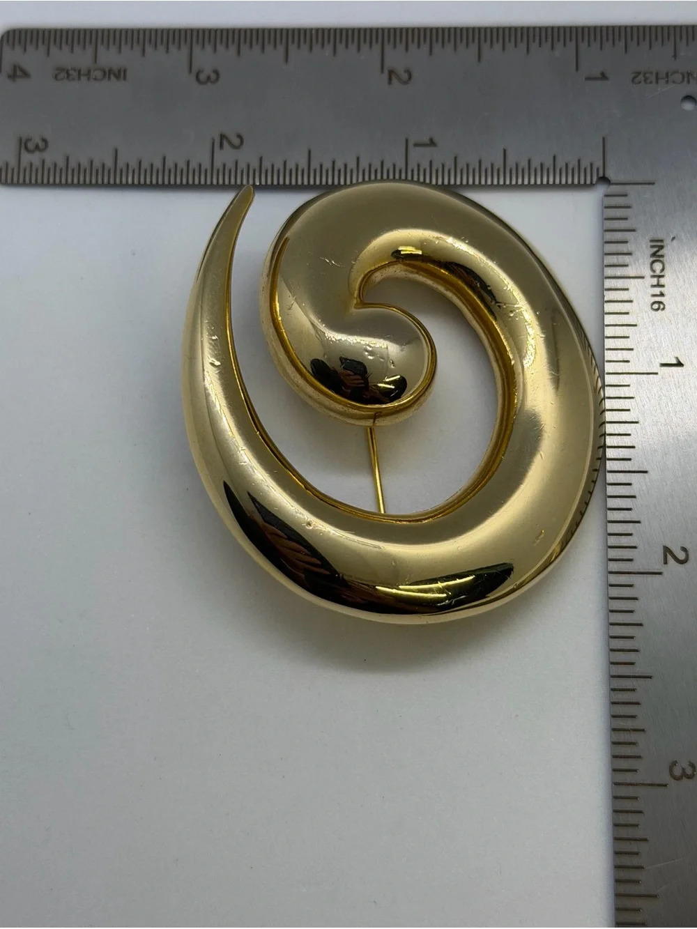 Gold Spiral Brooch Pin - Elegant Home Accent